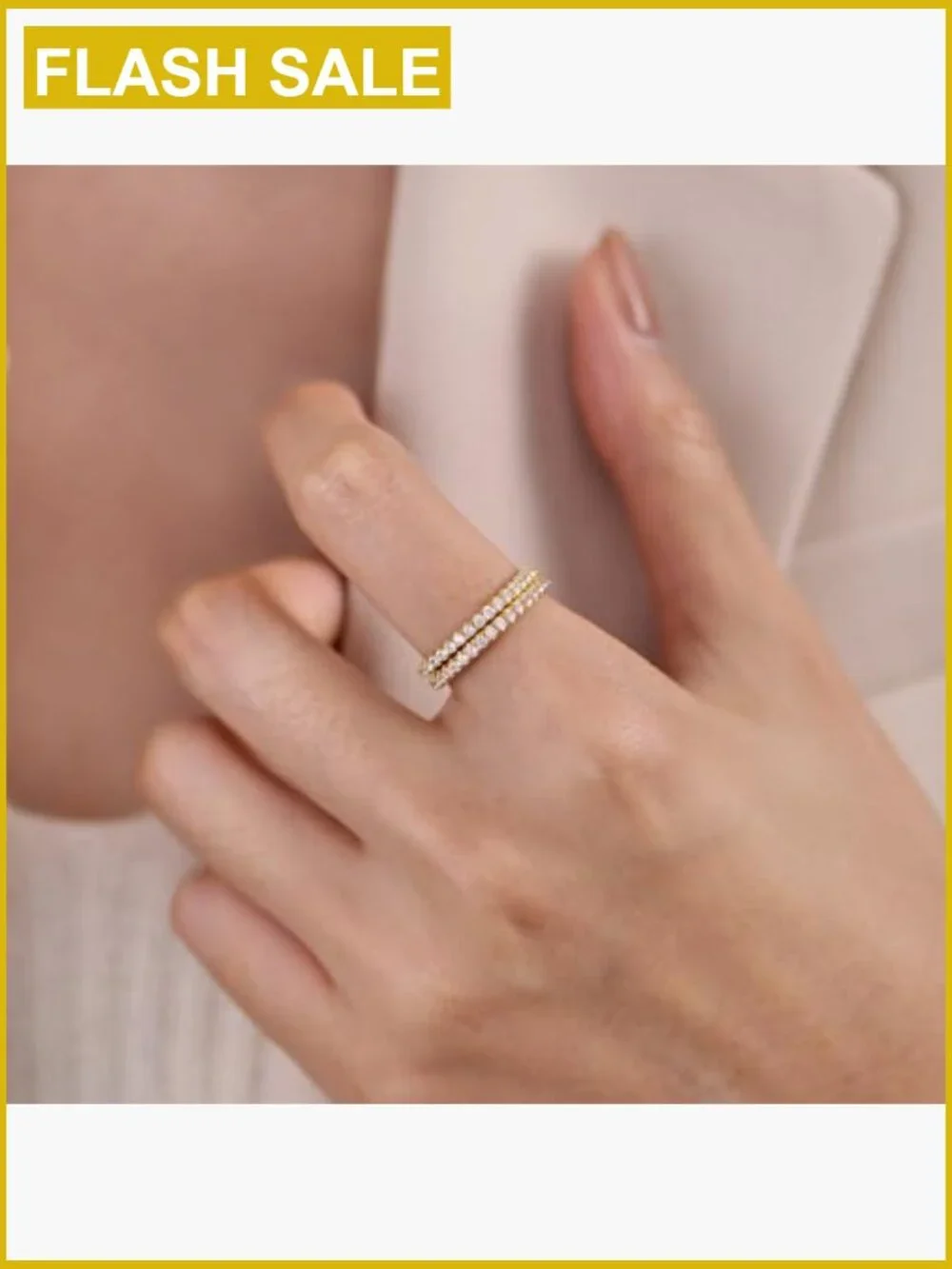 2mm Sterling Silver Gold Eternity Wedding Ring Band Stackable CZ Sz 5-10 Pair